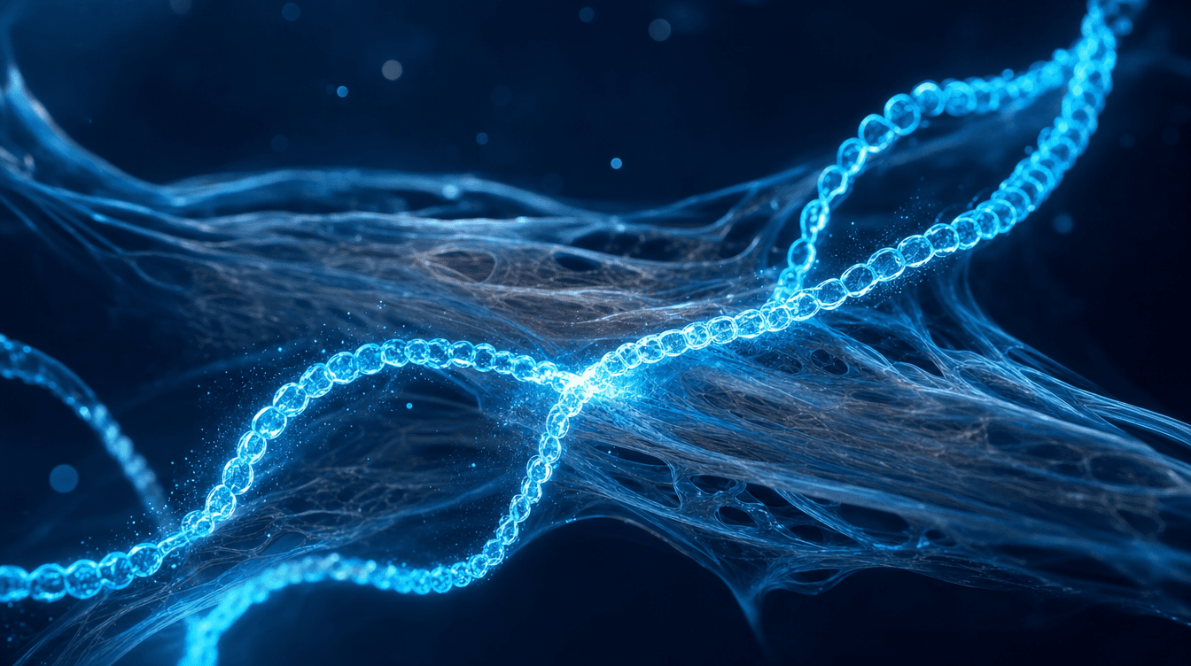 Visualisatie van twee complementaire herstelpeptiden — BPC-157 en TB-500 blend