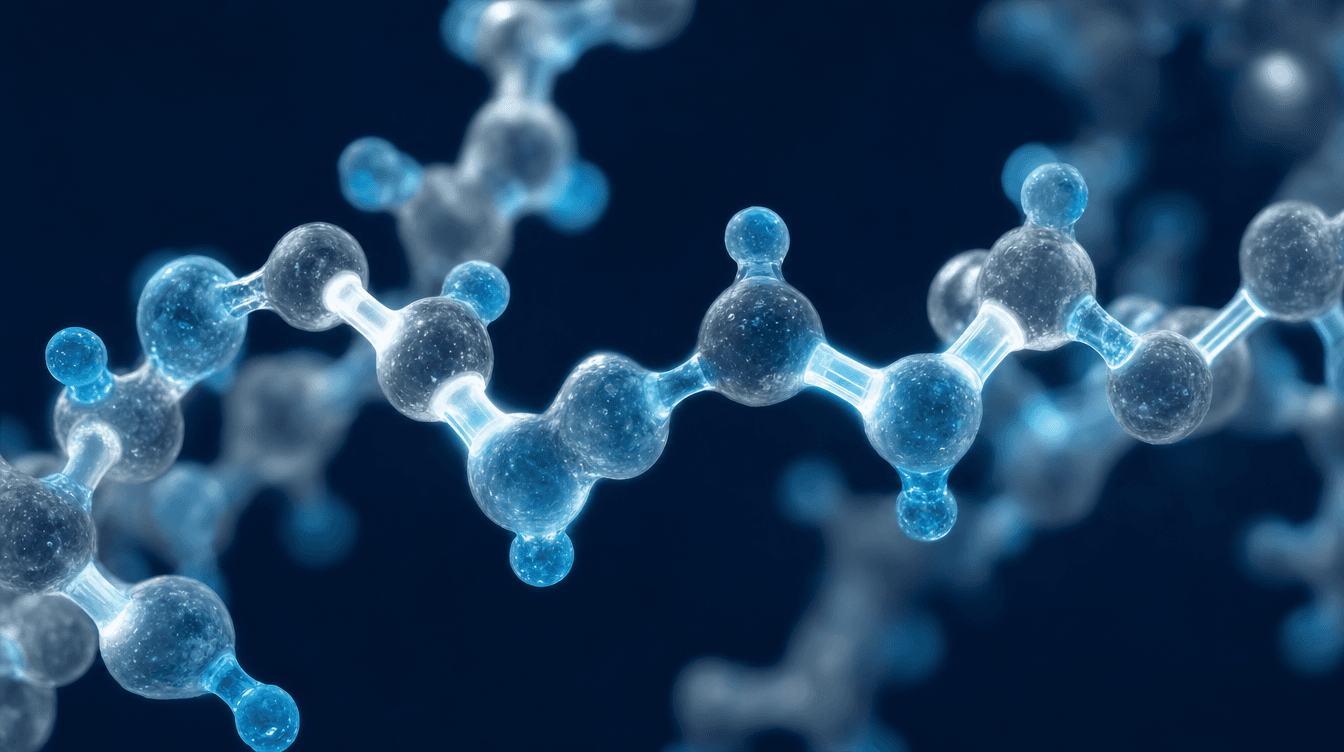 Macro-visualisatie van peptidebindingen die aminozuren verbinden — BPC-157 als pentadecapeptide