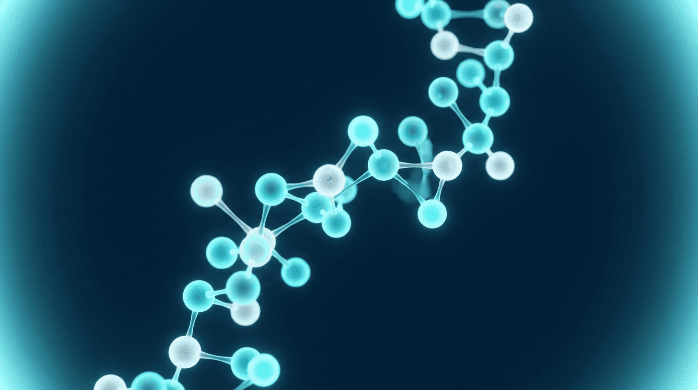 Wissenschaftliche Visualisierung einer Aminosäurekette, die ein Peptid bildet