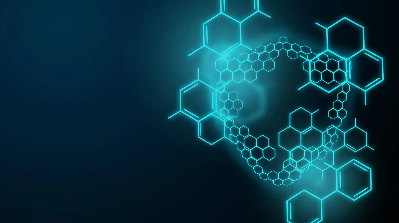 Cyan visualisation of research peptides and lab documentation — peptide side effects