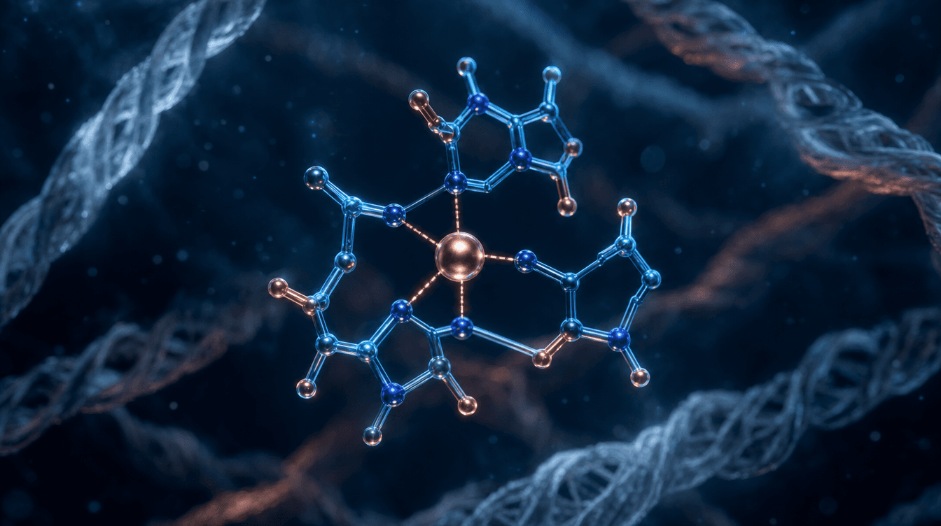 Research peptide vial with a cyan verified glow — GHK-Cu quality and COA