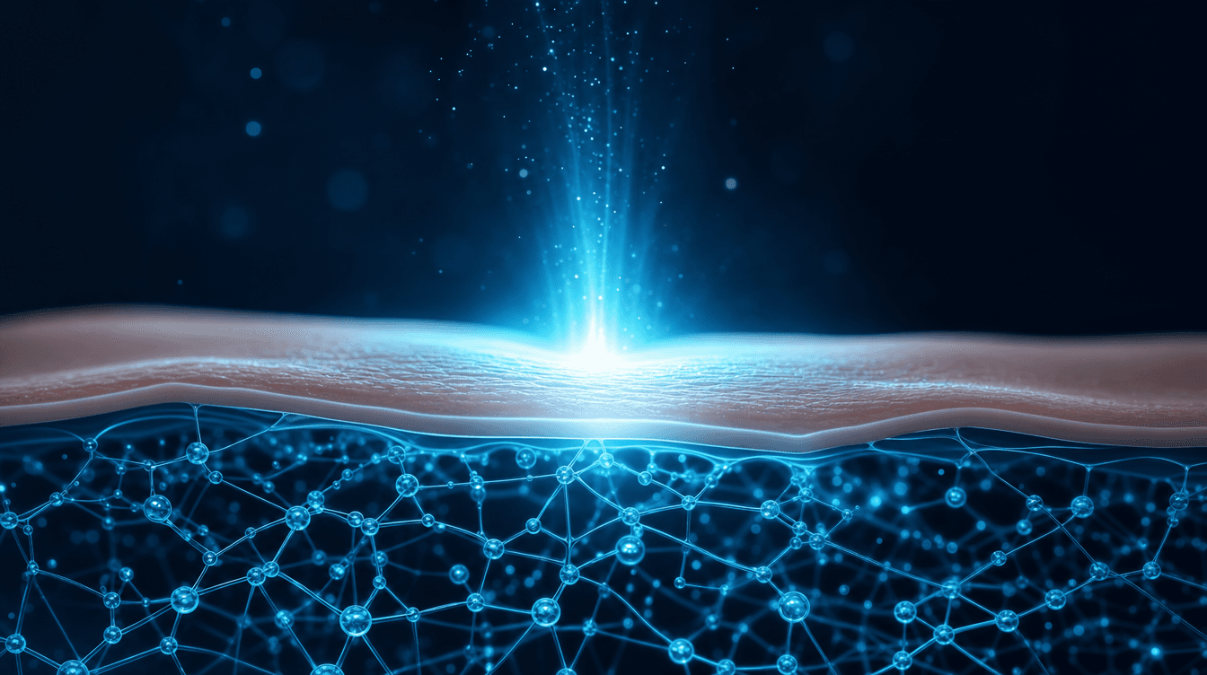 Cyan visualisation of combined skin peptides — Glow blend research