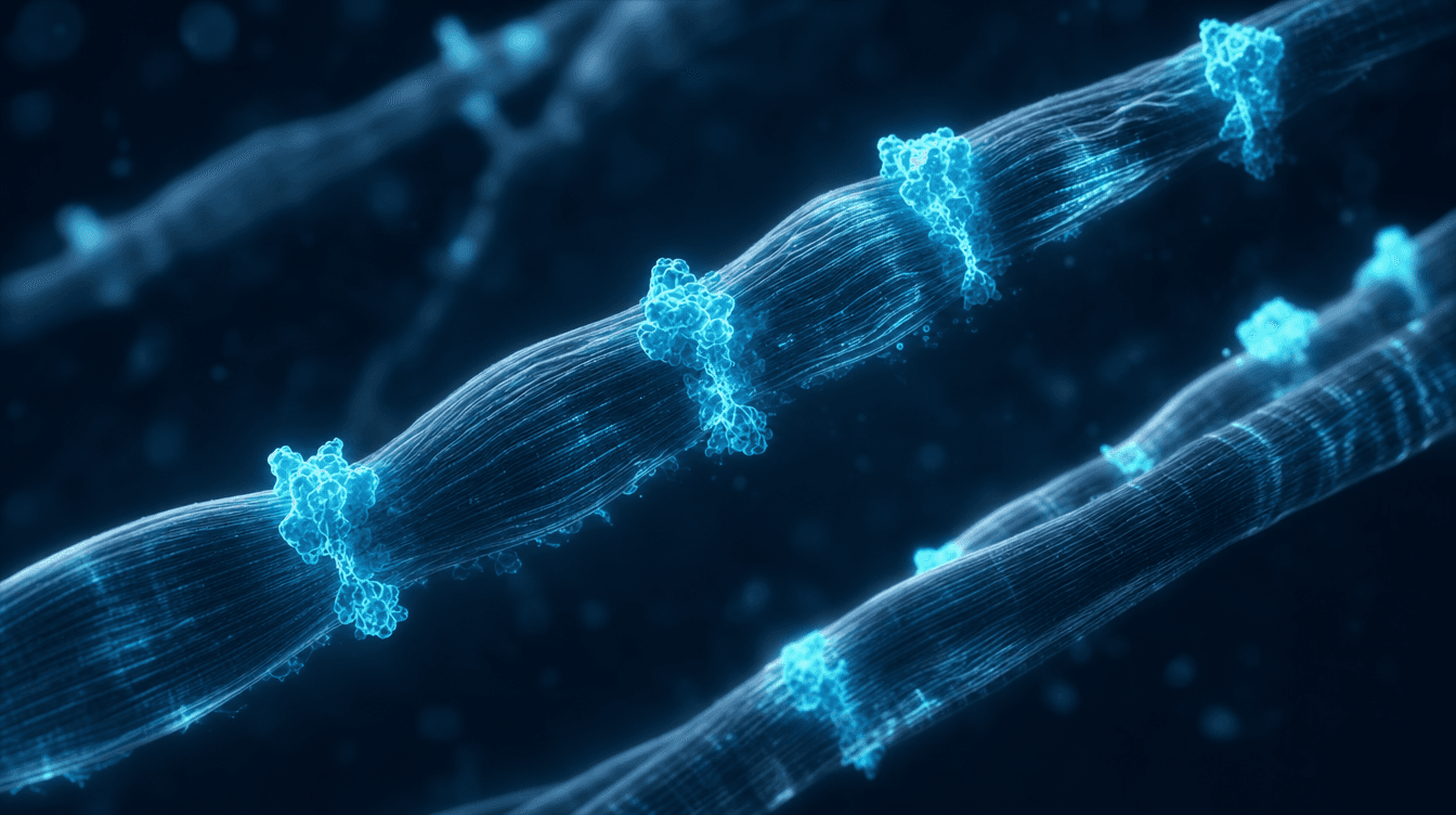 Cyan visualisation of growth hormone peptides — buying muscle-growth peptides