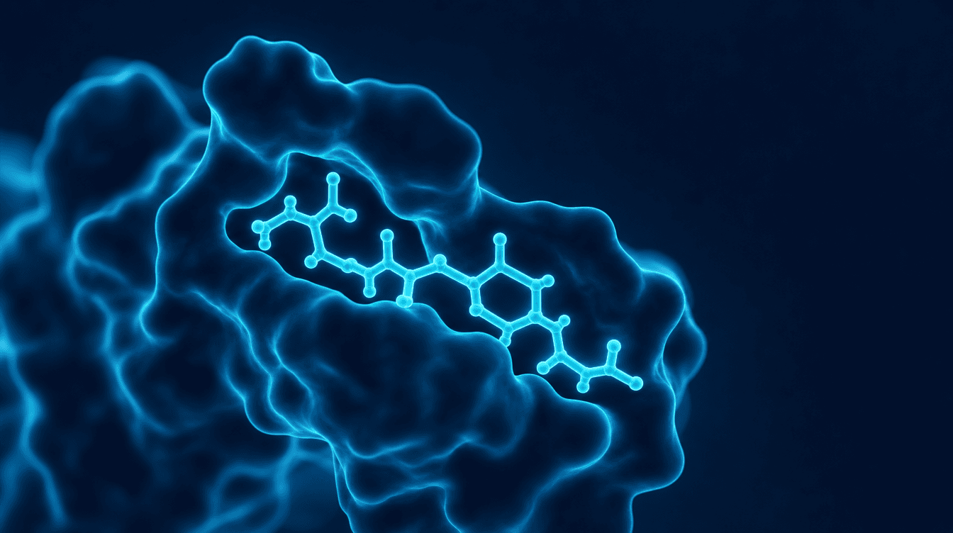 Cyan visualisation of two growth hormone peptides side by side — Ipamorelin vs CJC-1295