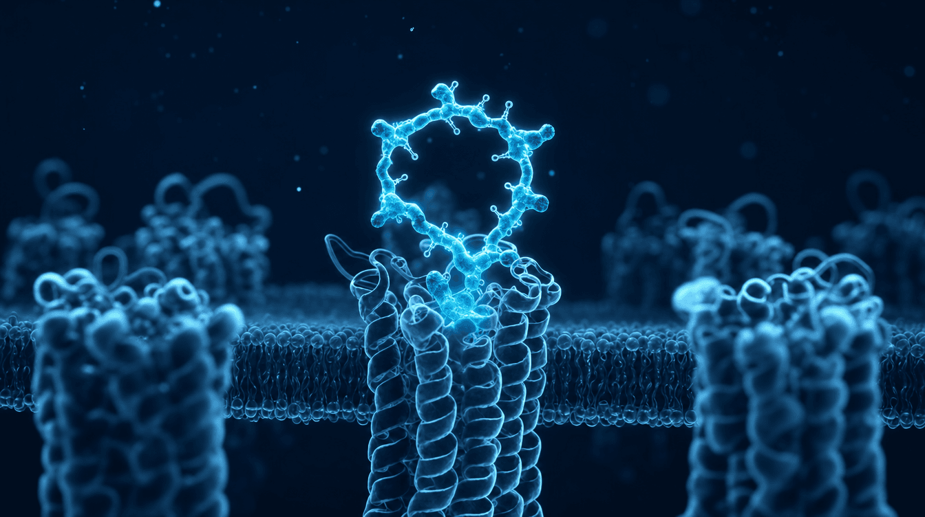 Cyan visualisation of a cyclic peptide and melanocortin receptor — Melanotan 2 research