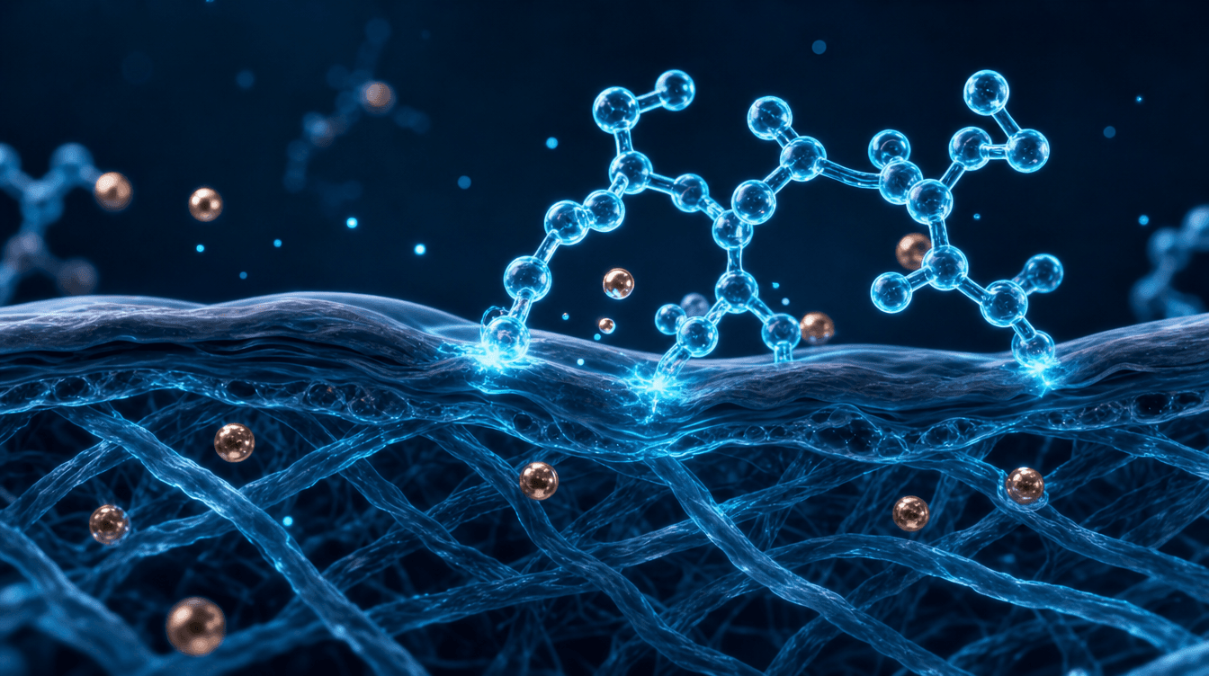 Cyan visualisation of skin peptides in a cosmetic serum — peptide serum