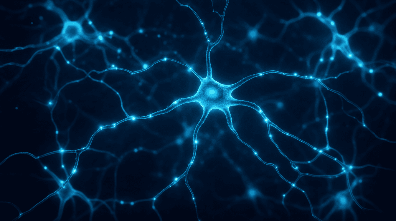 Cyan visualisation of a heptapeptide and neural signalling — Selank research
