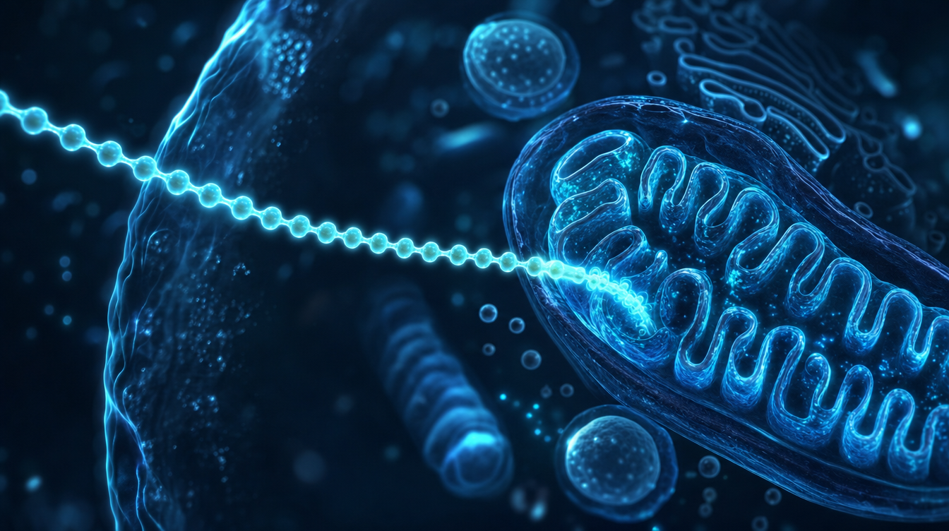 Visualisatie van een vetzuur dat naar een mitochondrion wordt getransporteerd — L-Carnitine metabool onderzoek