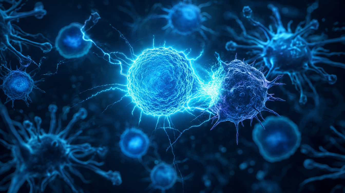 Visualisierung einer aktivierten T-Zelle innerhalb eines Immunnetzwerks — Thymosin-Alpha-1-Forschung